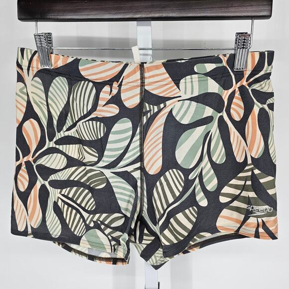 Speedo Women's PowerFLEX Eco Boyshort Bikini Bottom Swimsuit L Tropical Print - Picture 1 of 4